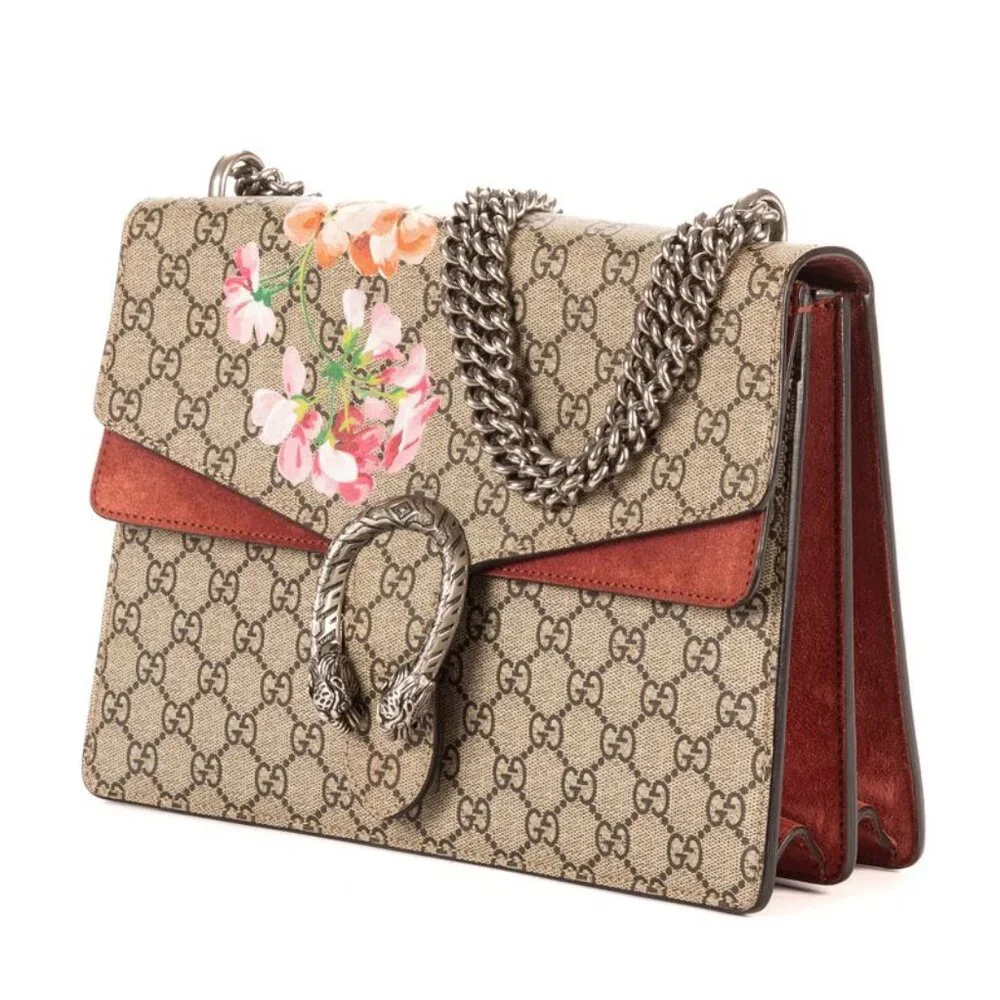 Gucci Blooms Dionysus Beige Burgundy Supreme Canvas Shoulder Bag - Picture 2 of 10